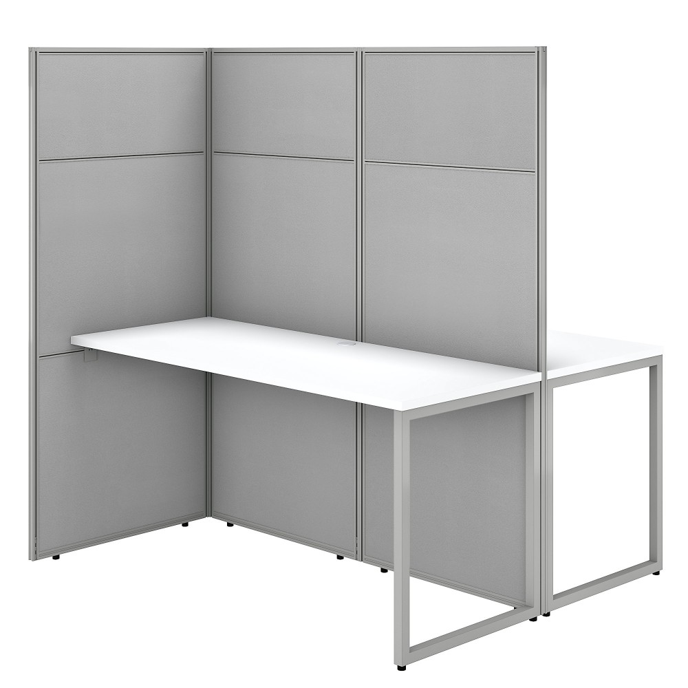 Bush Business Furniture 60inW 2-Person Cubicle Desk Workstation With 66inH Panels, Pure White/Silver Gray, Standard Delivery MPN:EODH460WH-03K