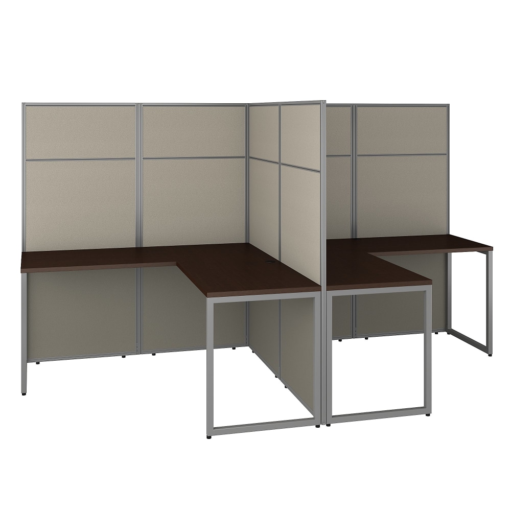 Bush Business Furniture Easy Office 60inW 2-Person L-Shaped Cubicle Desk Workstation With 66inH Panels, Mocha Cherry, Standard Delivery MPN:EODH560MR-03K