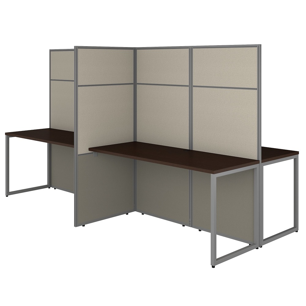 Bush Business Furniture Easy Office 60inW 4-Person Cubicle Desk Workstation With 66inH Panels, Mocha Cherry, Standard Delivery MPN:EODH660MR-03K
