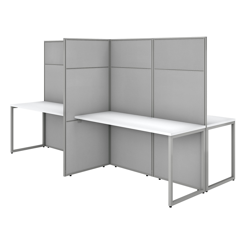 Bush Business Furniture Easy Office 60inW 4-Person Cubicle Desk Workstation With 66inH Panels, Pure White/Silver Gray, Standard Delivery MPN:EODH660WH-03K