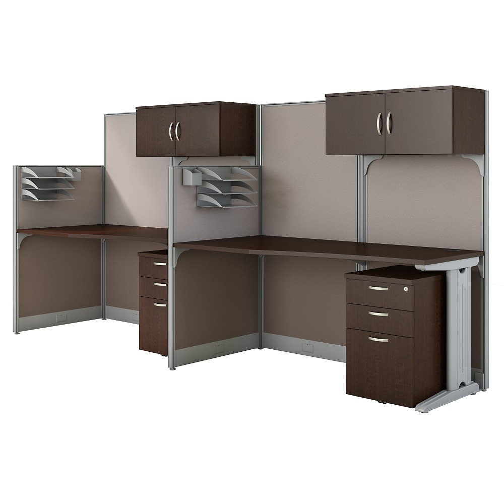 Bush Business Furniture Office in an Hour 2 Person Cubicle Workstations, Mocha Cherry, Standard Delivery MPN:OIAH005MR