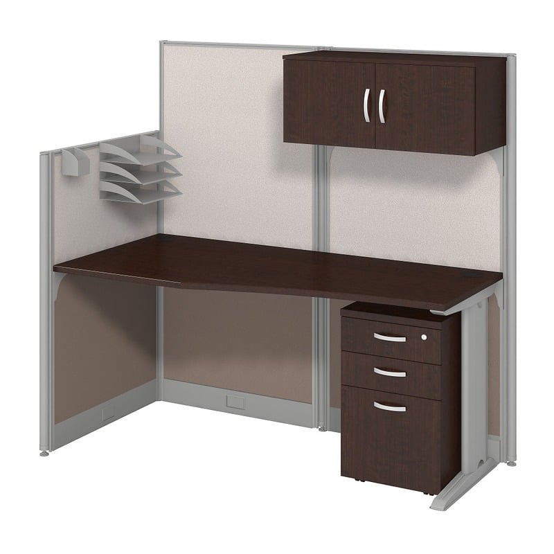 Bush Business Furniture Office In An Hour Straight Workstation, Mocha Cherry, Standard Delivery, WC3689203STGK MPN:WC36892-03STGK