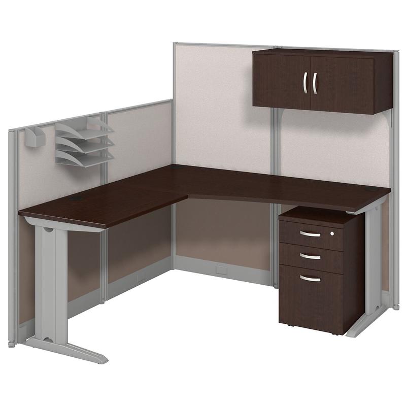 Bush Business Furniture Office In An Hour L Workstation With Storage & Accessory Kit, Mocha Cherry Finish, Standard Delivery MPN:WC36894-03STGK