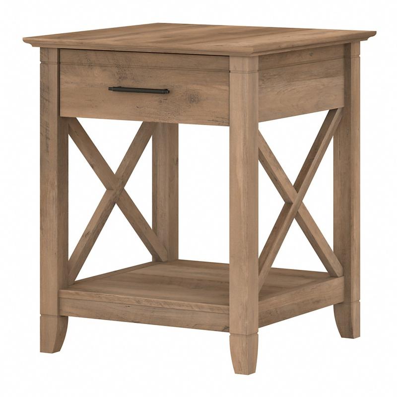 Bush Furniture Key West End Table With Storage, Reclaimed Pine, Standard Delivery MPN:KWT120RCP-03