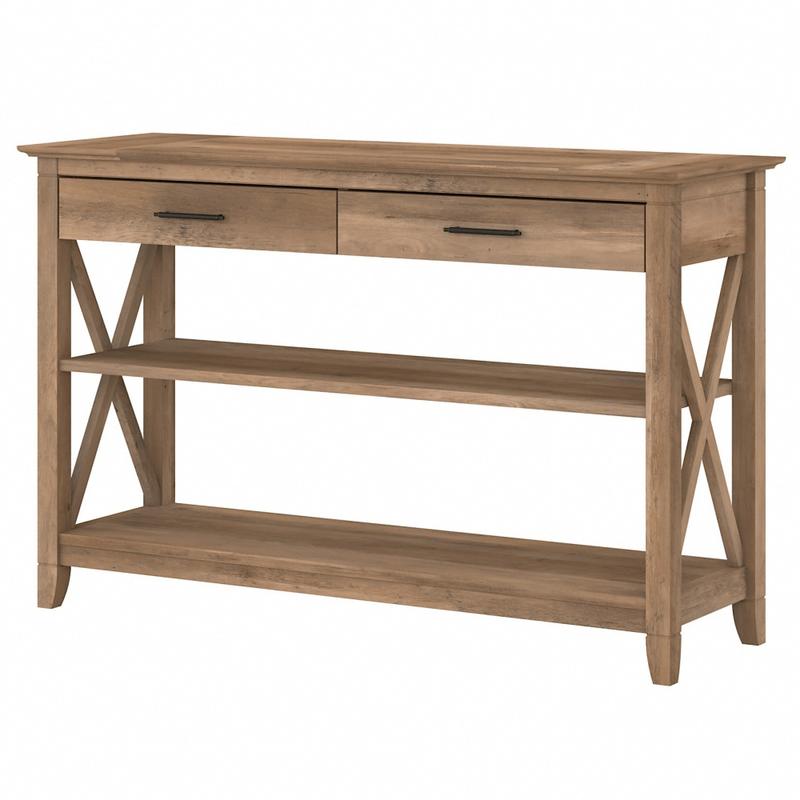 Bush Furniture Key West Console Table With Drawers And Shelves, Reclaimed Pine, Standard Delivery MPN:KWT248RCP-03