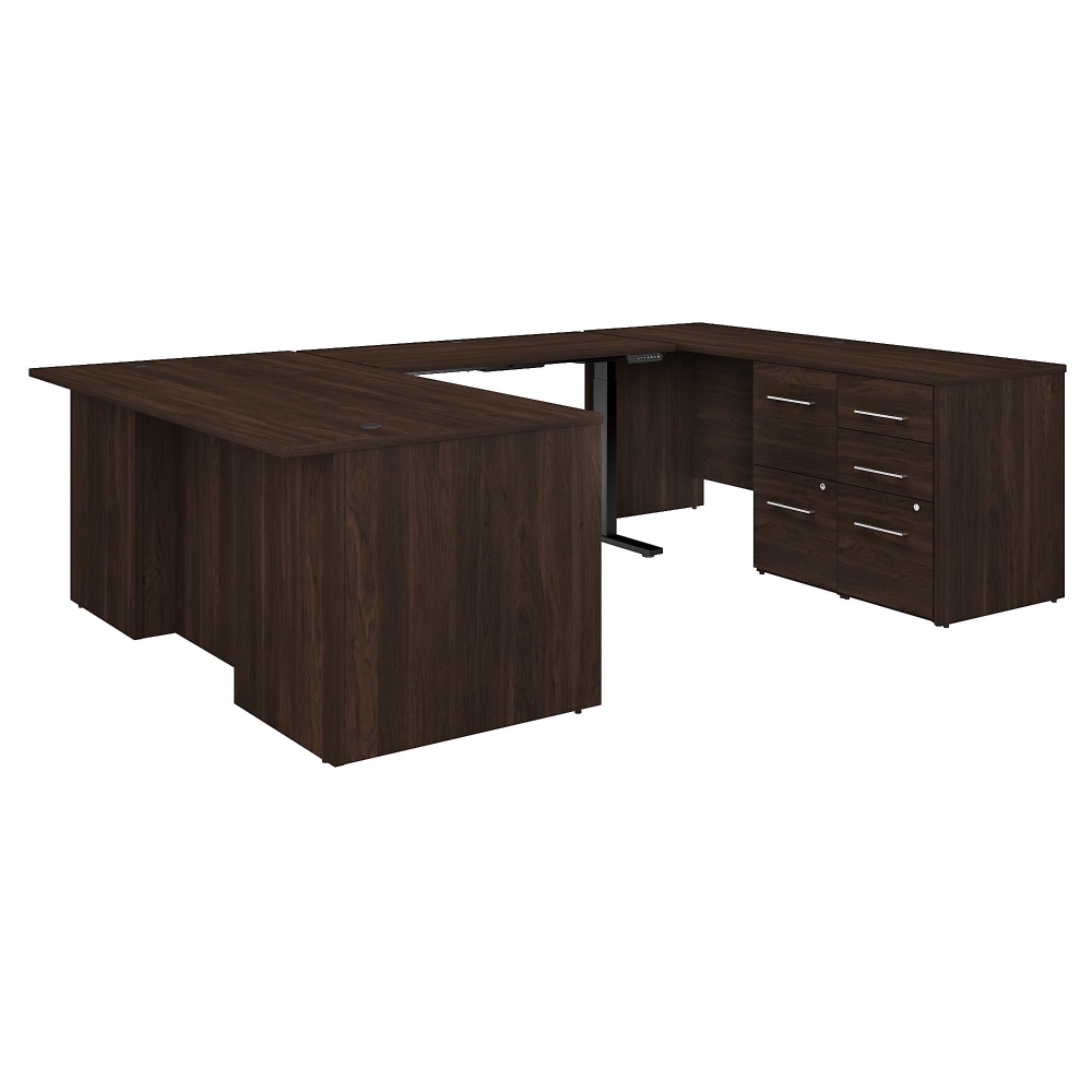Bush Business Furniture Office 500 Electric Height-Adjustable U-Shaped Executive Desk With Drawers, 72inW, Black Walnut, Standard Delivery MPN:OF5005BWSU