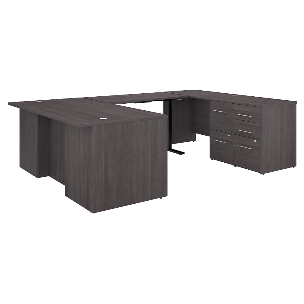 Bush Business Furniture Office 500 Electric Height-Adjustable U-Shaped Executive Desk With Drawers, 72inW, Storm Gray, Standard Delivery MPN:OF5005SGSU