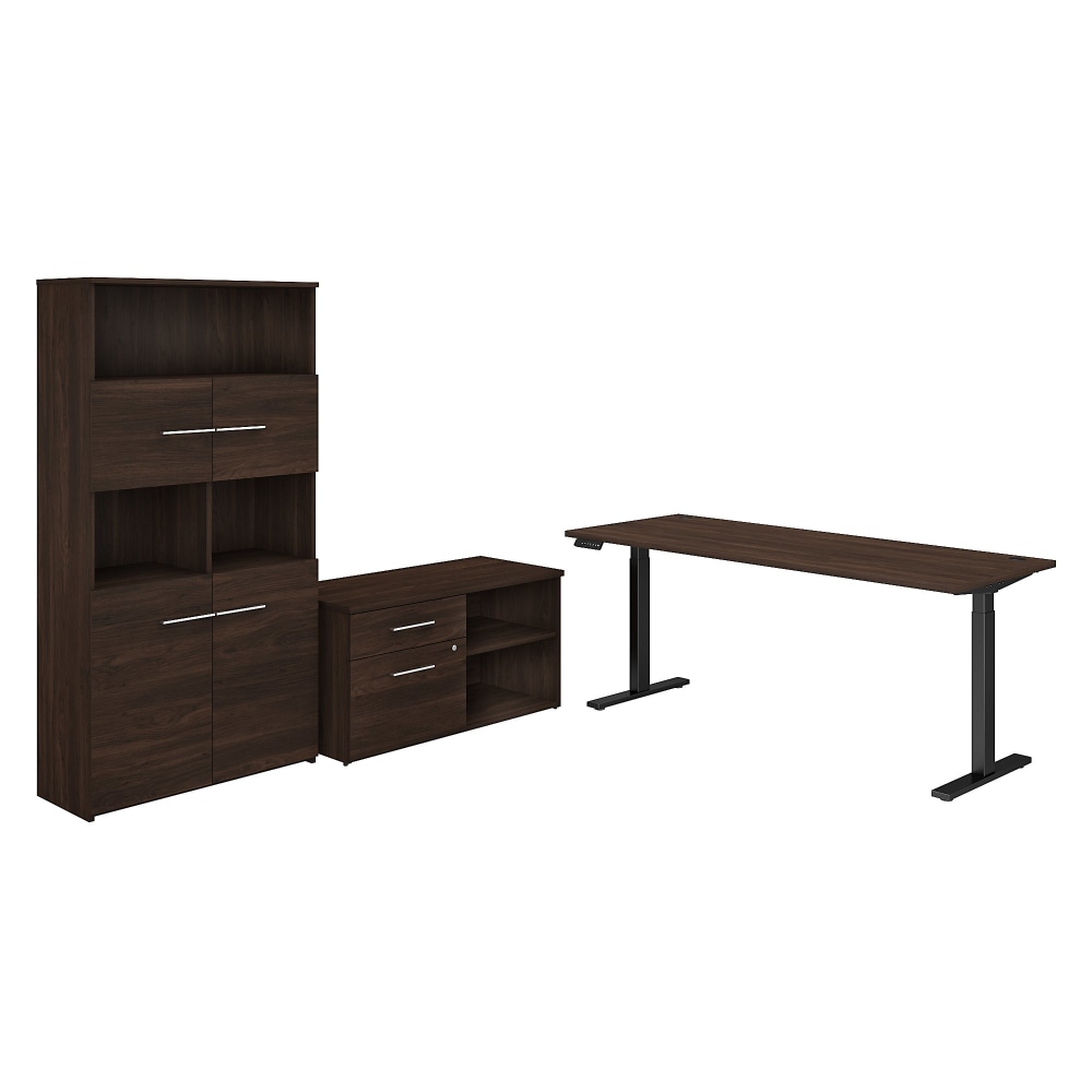 Bush Business Furniture Office 500 Electric Height-Adjustable Standing Desk With Storage And Bookcase, 72inW, Black Walnut, Standard Delivery MPN:OF5006BWSU