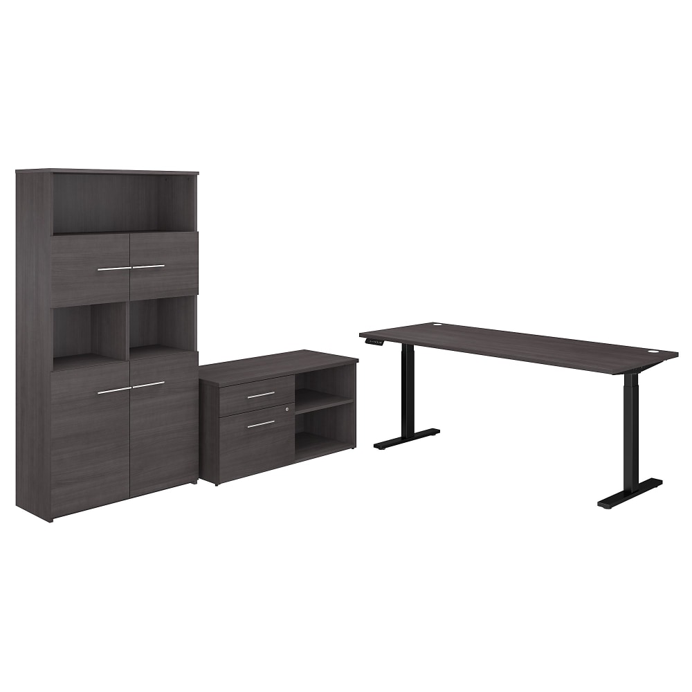 Bush Business Furniture Office 500 Electric Height-Adjustable Standing Desk With Storage And Bookcase, 72inW, Storm Gray, Standard Delivery MPN:OF5006SGSU