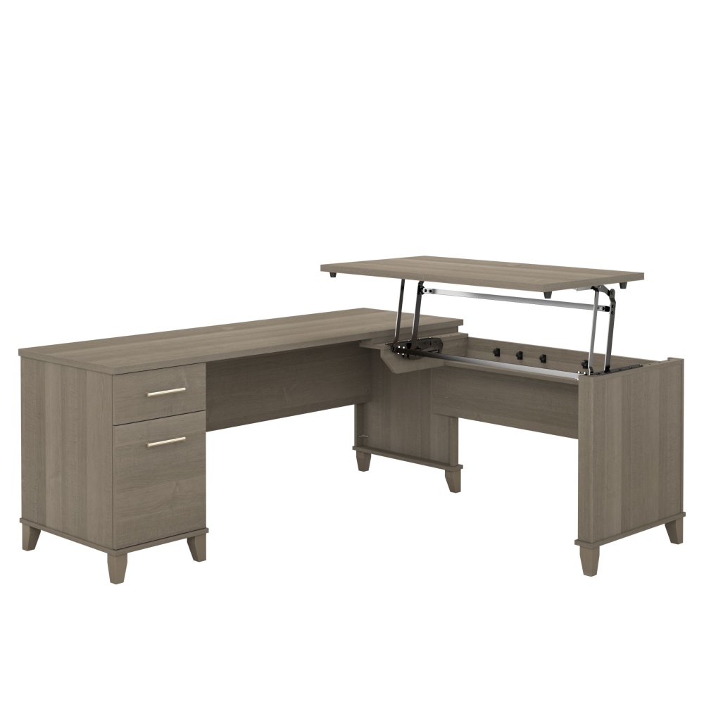 Bush Home Somerset 72W 3 Position Sit to Stand L Shaped Desk, Ash Gray, Standard Delivery MPN:SET014AG