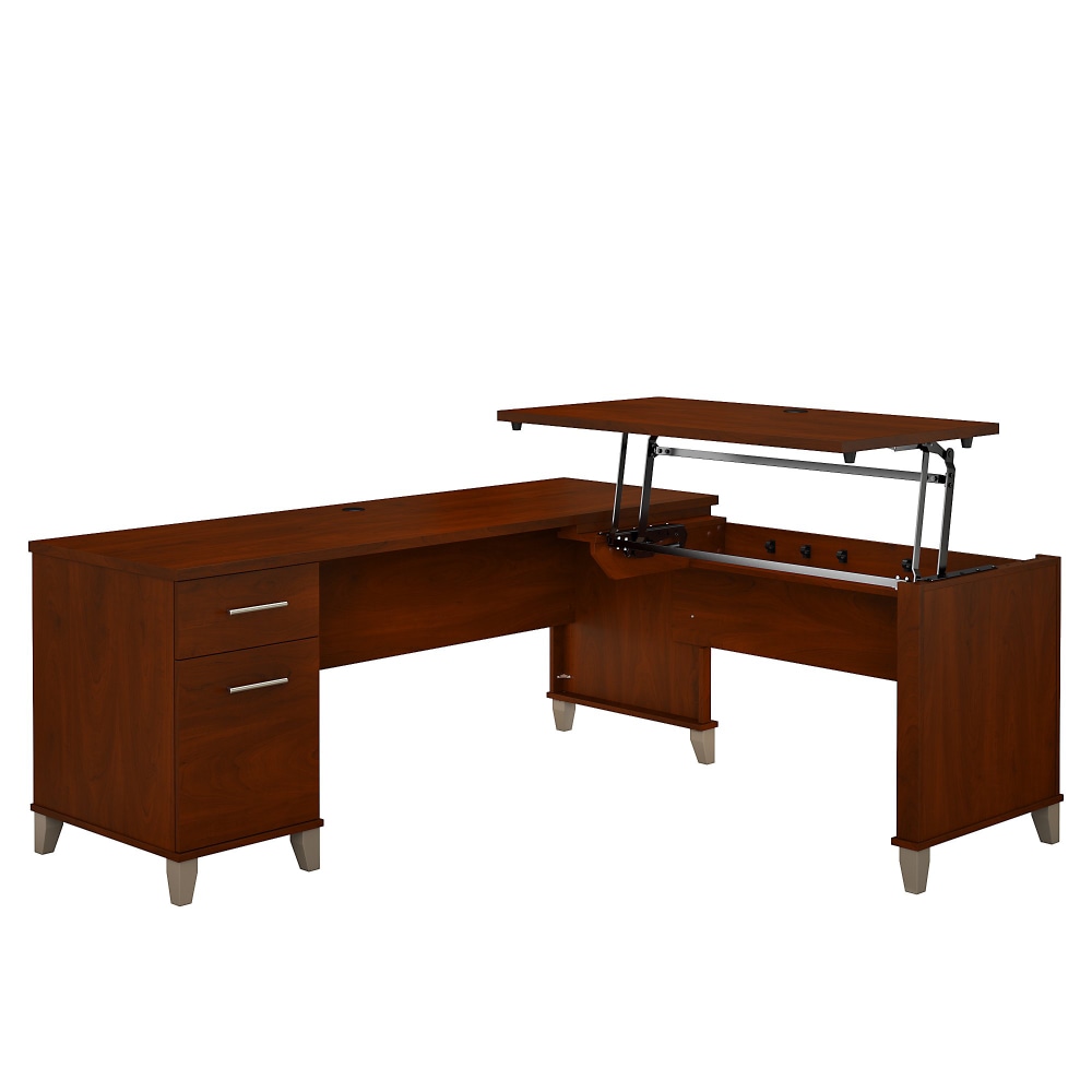 Bush Home Somerset 72W 3 Position Sit to Stand L Shaped Desk, Hansen Cherry, Standard Delivery MPN:SET014HC