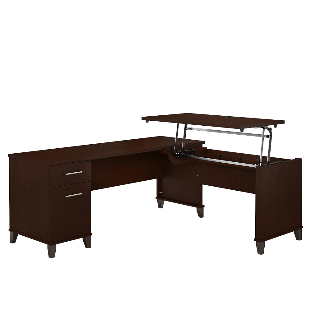 Bush Home Somerset 72W 3 Position Sit to Stand L Shaped Desk, Mocha Cherry, Standard Delivery MPN:SET014MR