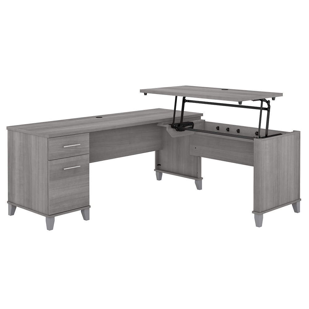 Bush Home Somerset 72W 3 Position Sit to Stand L Shaped Desk, Platinum Gray, Standard Delivery MPN:SET014PG