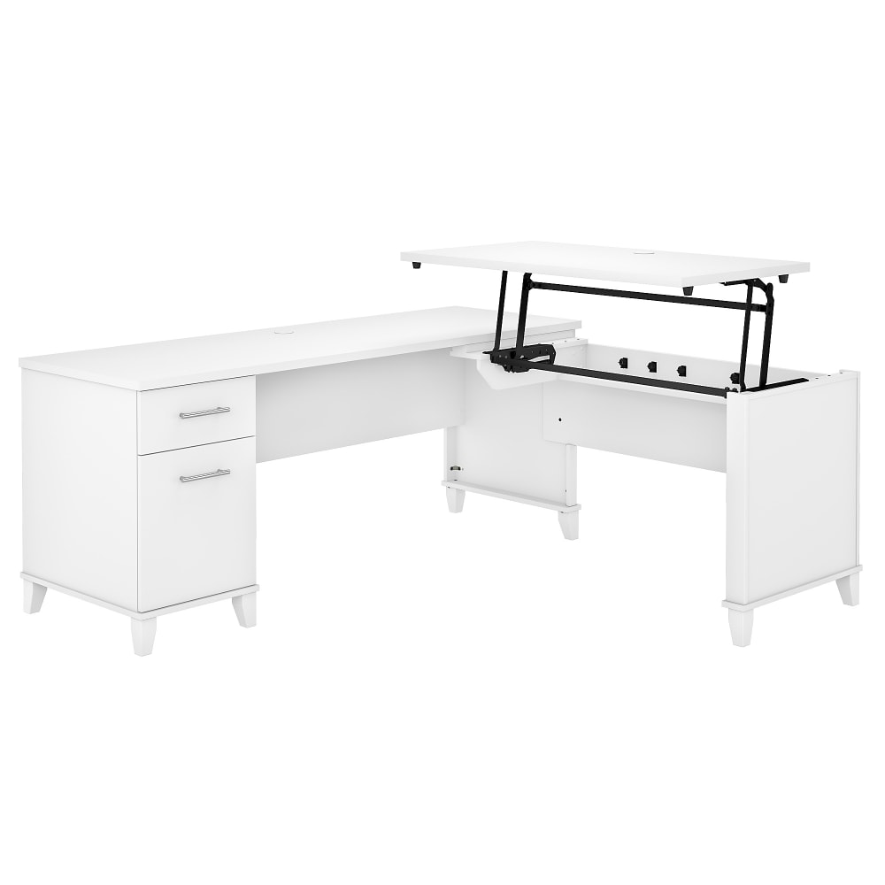 Bush Home Somerset 72W 3 Position Sit to Stand L Shaped Desk, White, Standard Delivery MPN:SET014WH