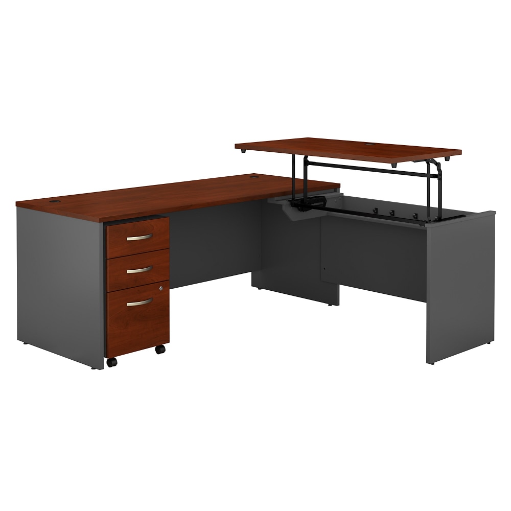 Bush Business Furniture Series C Components 72inW Sit To Stand L Shaped Desk, Mobile File, Hansen Cherry/Graphite Gray, Standard Delivery, SRC125HCSU MPN:SRC125HCSU