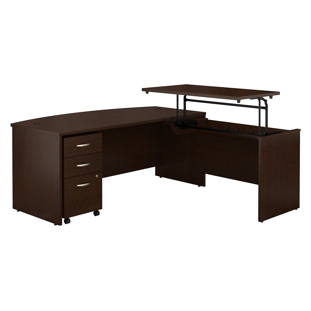Bush Business Furniture Series C Components 72inW Sit To Stand L Shaped Desk with Mobile File Cabinet, Mocha Cherry, Standard Delivery, SRC126MRSU MPN:SRC126MRSU
