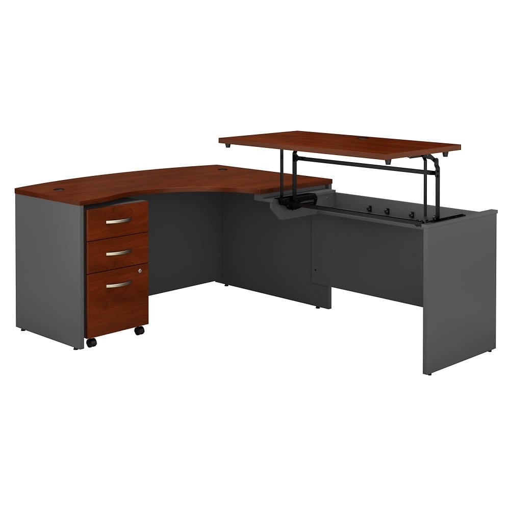 Bush Business Furniture Series C Components 60inW Sit To Stand L Shaped Desk, Hansen Cherry/Graphite Gray, Standard Delivery, SRC128HCSU MPN:SRC128HCSU