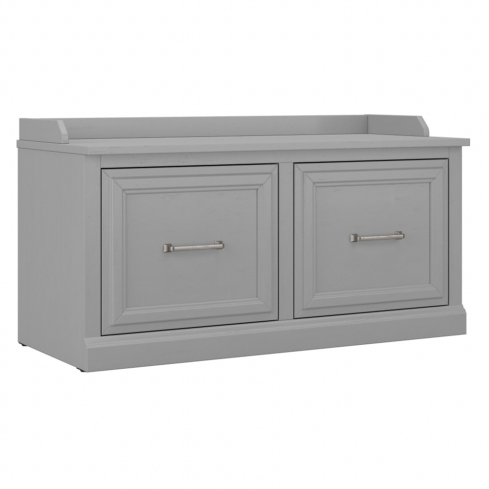 Bush Furniture Woodland 40inW Shoe Storage Bench With Doors, Cape Cod Gray, Standard Delivery MPN:WDS140CG-03