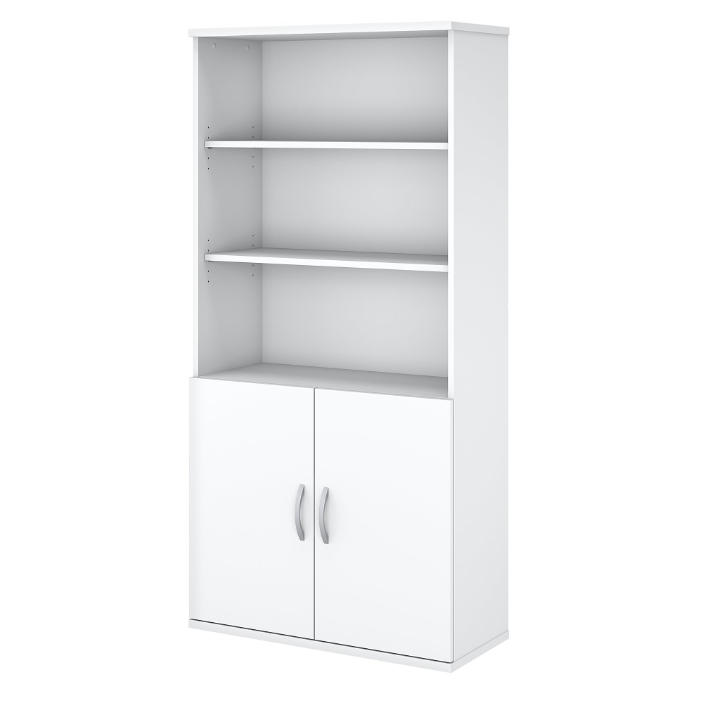 Bush Business Furniture Easy Office 73inH 5-Shelf Bookcase With Doors, White, Standard Delivery MPN:EO106WH
