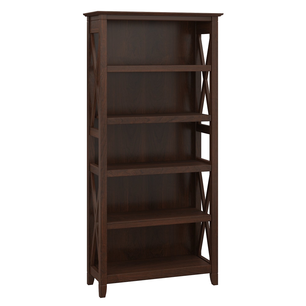 Bush Business Furniture Key West 66inH 5-Shelf Bookcase, Bing Cherry, Standard Delivery MPN:KWB132BC-03