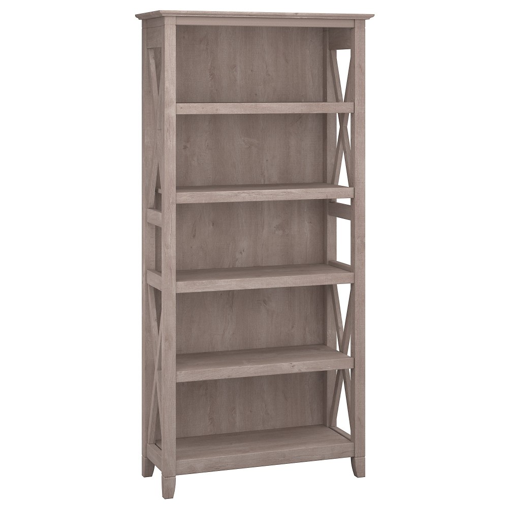 Bush Business Furniture Key West 66inH 5-Shelf Bookcase, Washed Gray, Standard Delivery MPN:KWB132WG-03
