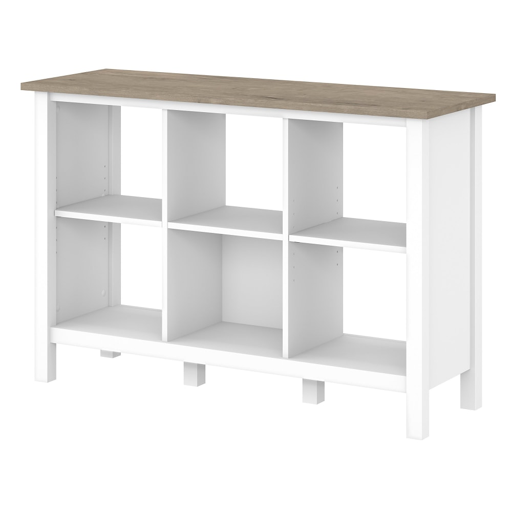 Bush Furniture Mayfield 30inH 6-Cube Storage Bookcase, Pure White/Shiplap Gray, Standard Delivery MPN:MAB145GW2-03