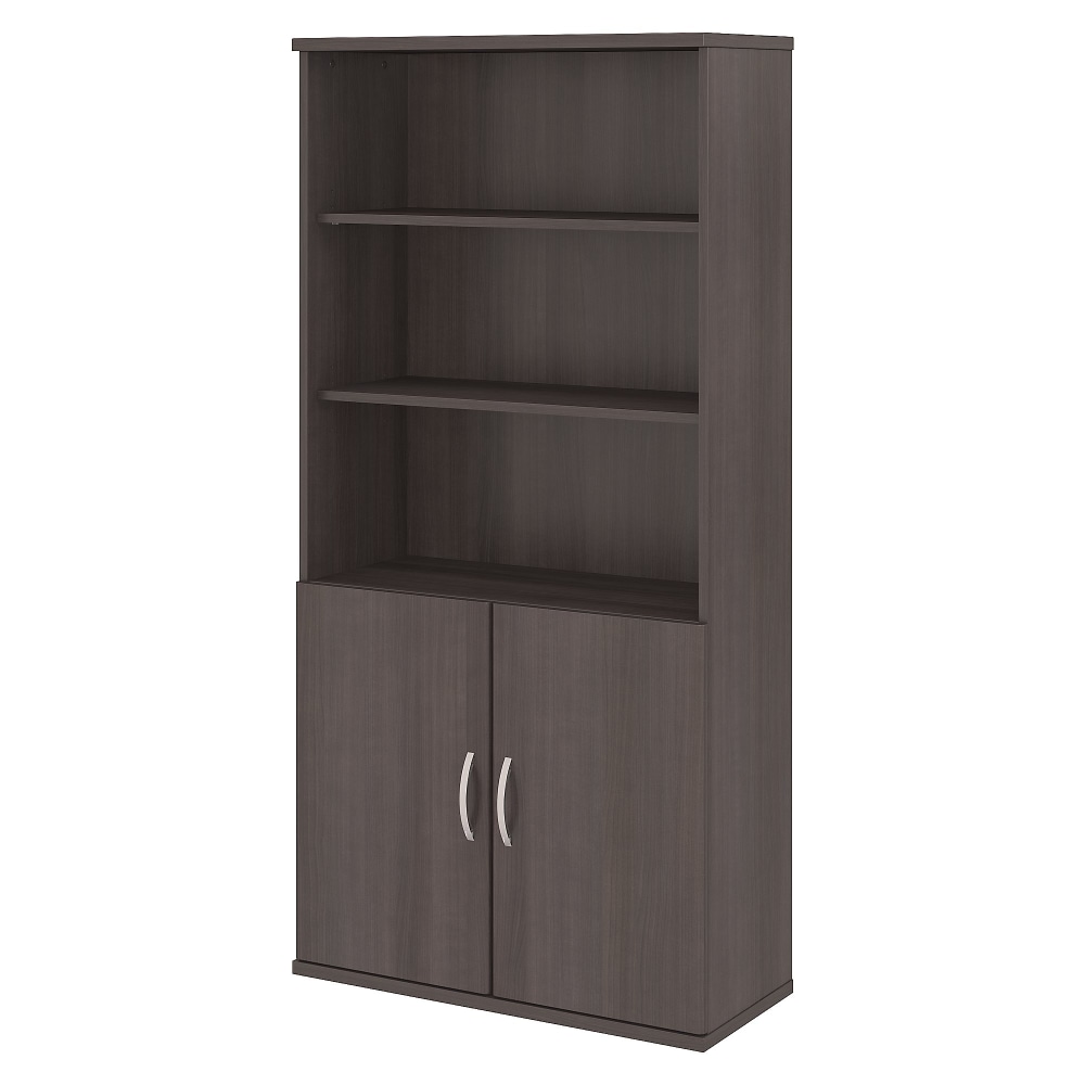 Bush Business Furniture Studio C 73inH 5-Shelf Bookcase With Doors, Storm Gray, Standard Delivery MPN:STC015SG