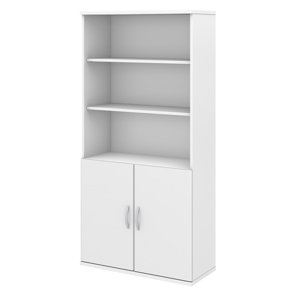 Bush Business Furniture Studio C 73inH 5-Shelf Bookcase With Doors, White, Standard Delivery MPN:STC015WH