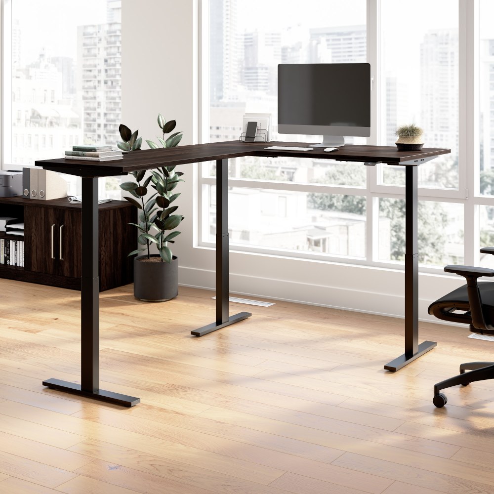 Bush Business Furniture Move 60 Series 60inW Height Adjustable L Shaped Standing Desk, Black Walnut/Black Powder Coat, Standard Delivery MPN:M6SL6078BWBK