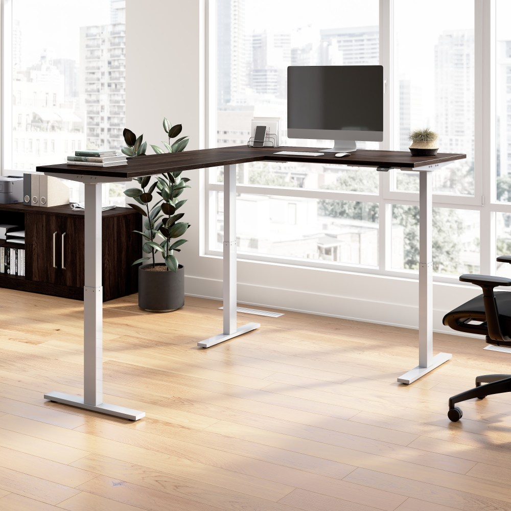 Bush Business Furniture Move 60 Series 60inW Height Adjustable L Shaped Standing Desk, Black Walnut/Cool Gray Metallic, Standard Delivery MPN:M6SL6078BWSK