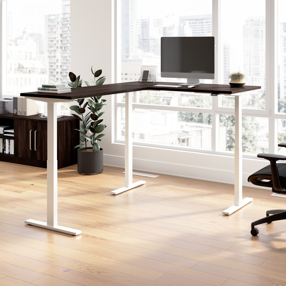 Bush Business Furniture Move 60 Series 60inW Height Adjustable L Shaped Standing Desk, Black Walnut/White Powder Coat, Standard Delivery MPN:M6SL6078BWWK
