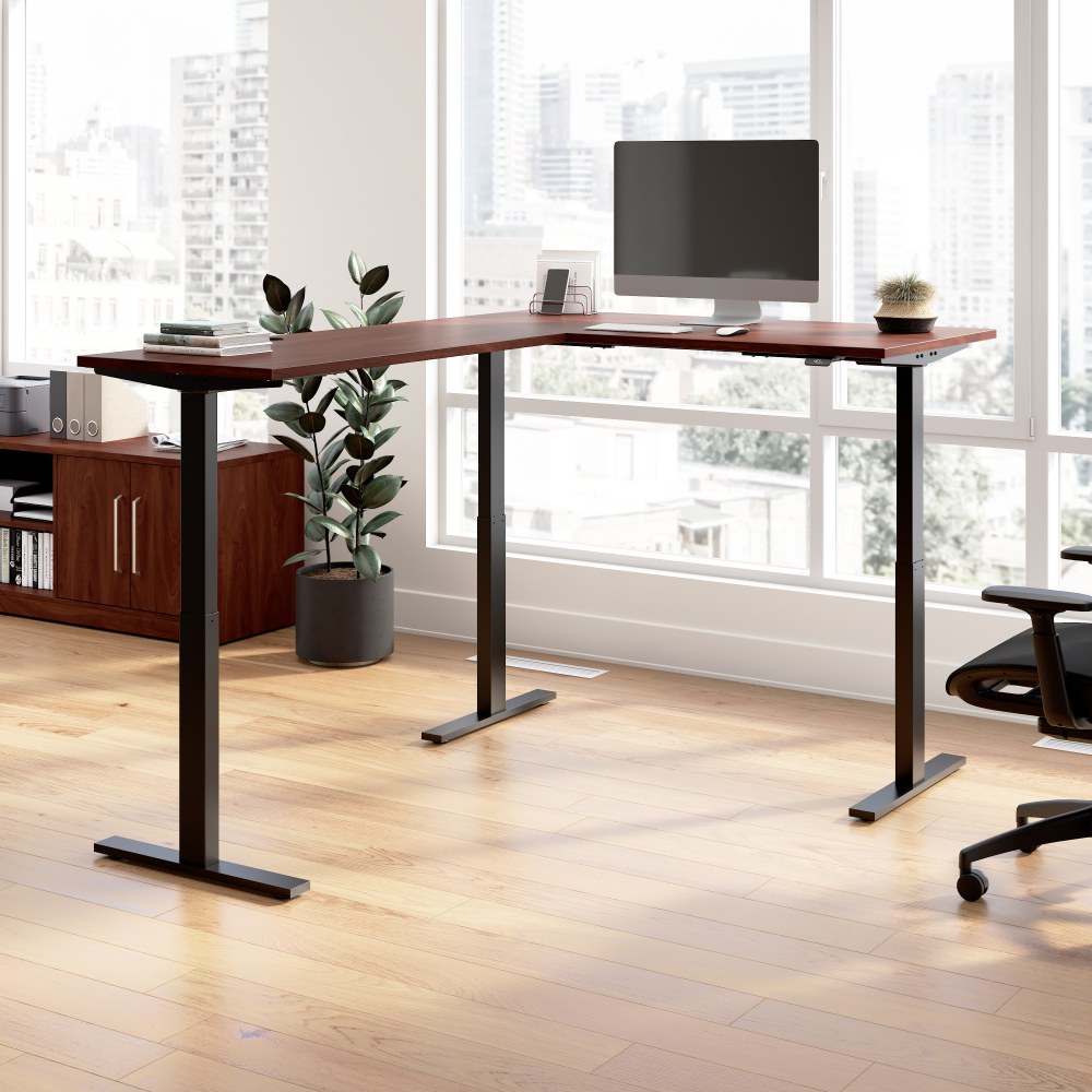 Bush Business Furniture Move 60 Series 60inW Height Adjustable L Shaped Standing Desk, Hansen Cherry/Black Powder Coat, Standard Delivery MPN:M6SL6078HCBK