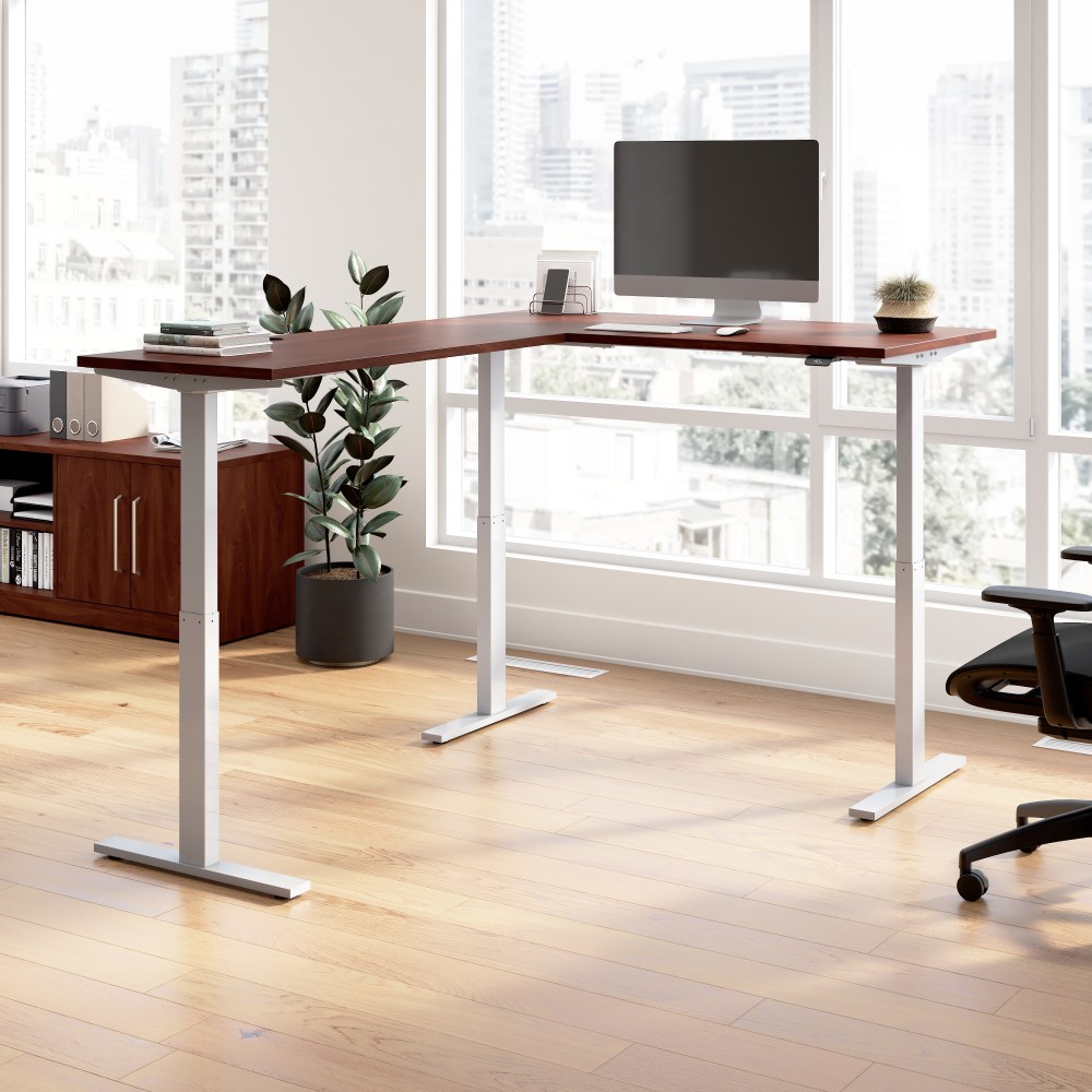 Bush Business Furniture Move 60 Series 60inW Height Adjustable L Shaped Standing Desk, Hansen Cherry/Cool Gray Metallic, Standard Delivery MPN:M6SL6078HCSK