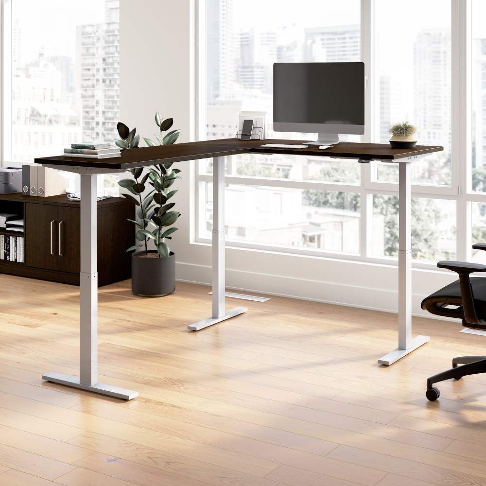Bush Business Furniture Move 60 Series 60inW Height Adjustable L Shaped Standing Desk, Mocha Cherry/Cool Gray Metallic, Standard Delivery MPN:M6SL6078MRSK