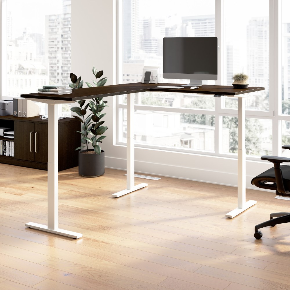 Bush Business Furniture Move 60 Series 60inW Height Adjustable L Shaped Standing Desk, Mocha Cherry/White Powder Coat, Standard Delivery MPN:M6SL6078MRWK