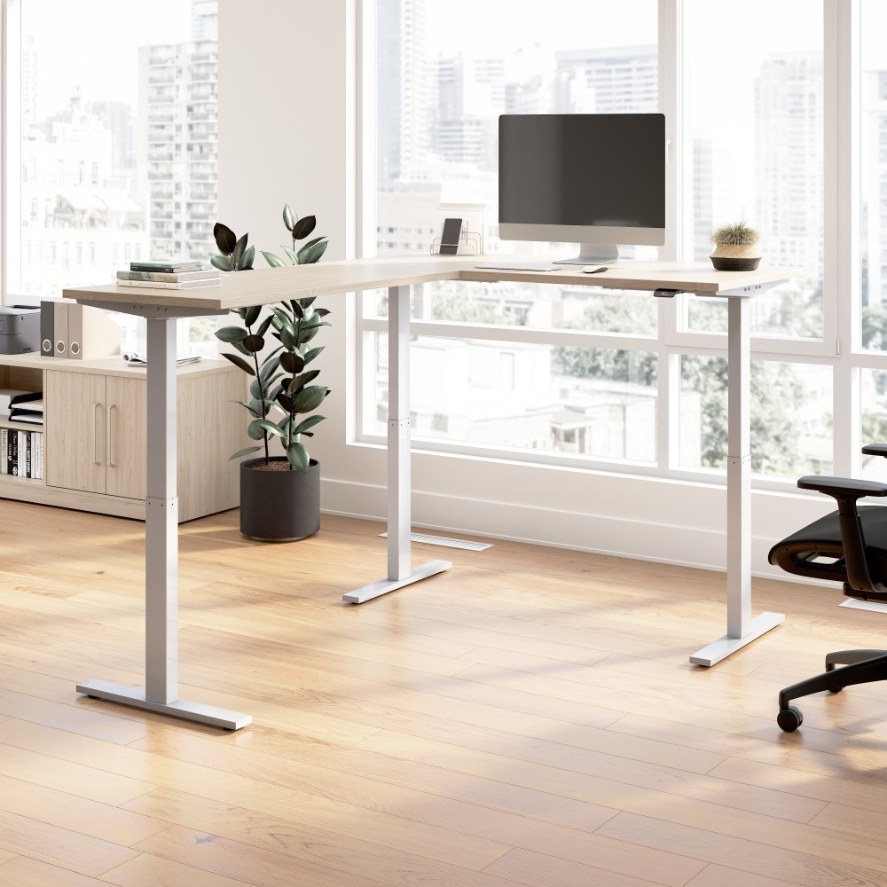 Bush Business Furniture Move 60 Series 60inW Height Adjustable L Shaped Standing Desk, Natural Elm/Cool Gray Metallic, Standard Delivery MPN:M6SL6078NESK