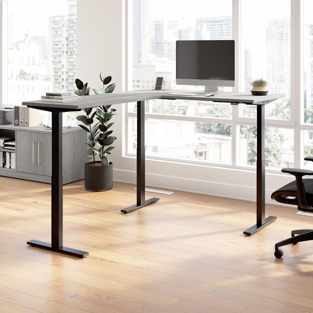 Bush Business Furniture Move 60 Series 60inW Height Adjustable L Shaped Standing Desk, Platinum Gray/Black Powder Coat, Standard Delivery MPN:M6SL6078PGBK
