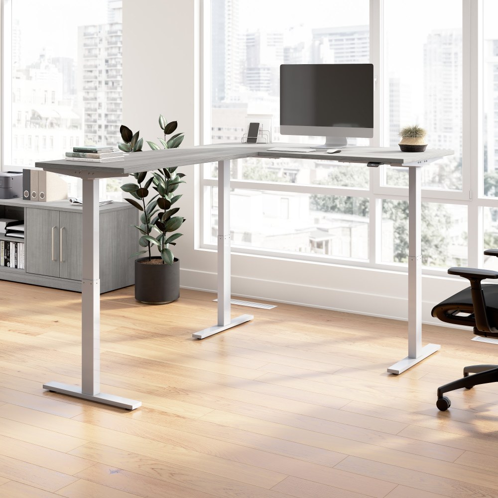 Bush Business Furniture Move 60 Series 60inW Height Adjustable L Shaped Standing Desk, Platinum Gray/Cool Gray Metallic, Standard Delivery MPN:M6SL6078PGSK