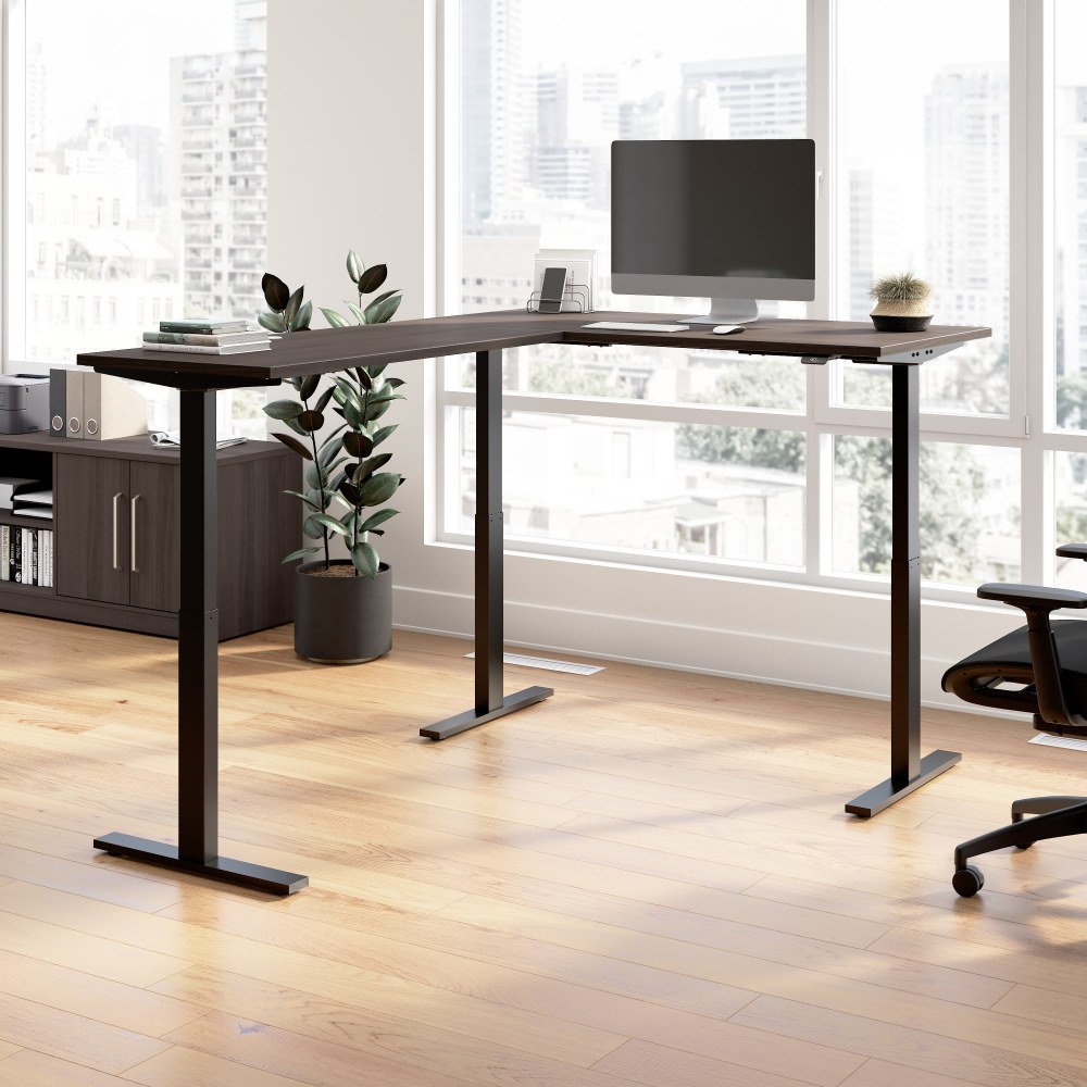 Bush Business Furniture Move 60 Series 60inW Height Adjustable L Shaped Standing Desk, Storm Gray/Black Powder Coat, Standard Delivery MPN:M6SL6078SGBK
