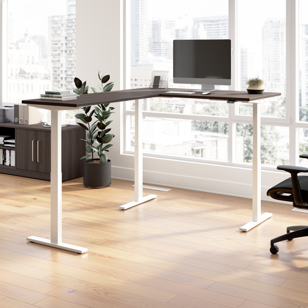 Bush Business Furniture Move 60 Series 60inW Height Adjustable L Shaped Standing Desk, Storm Gray/White Powder Coat, Standard Delivery MPN:M6SL6078SGWK