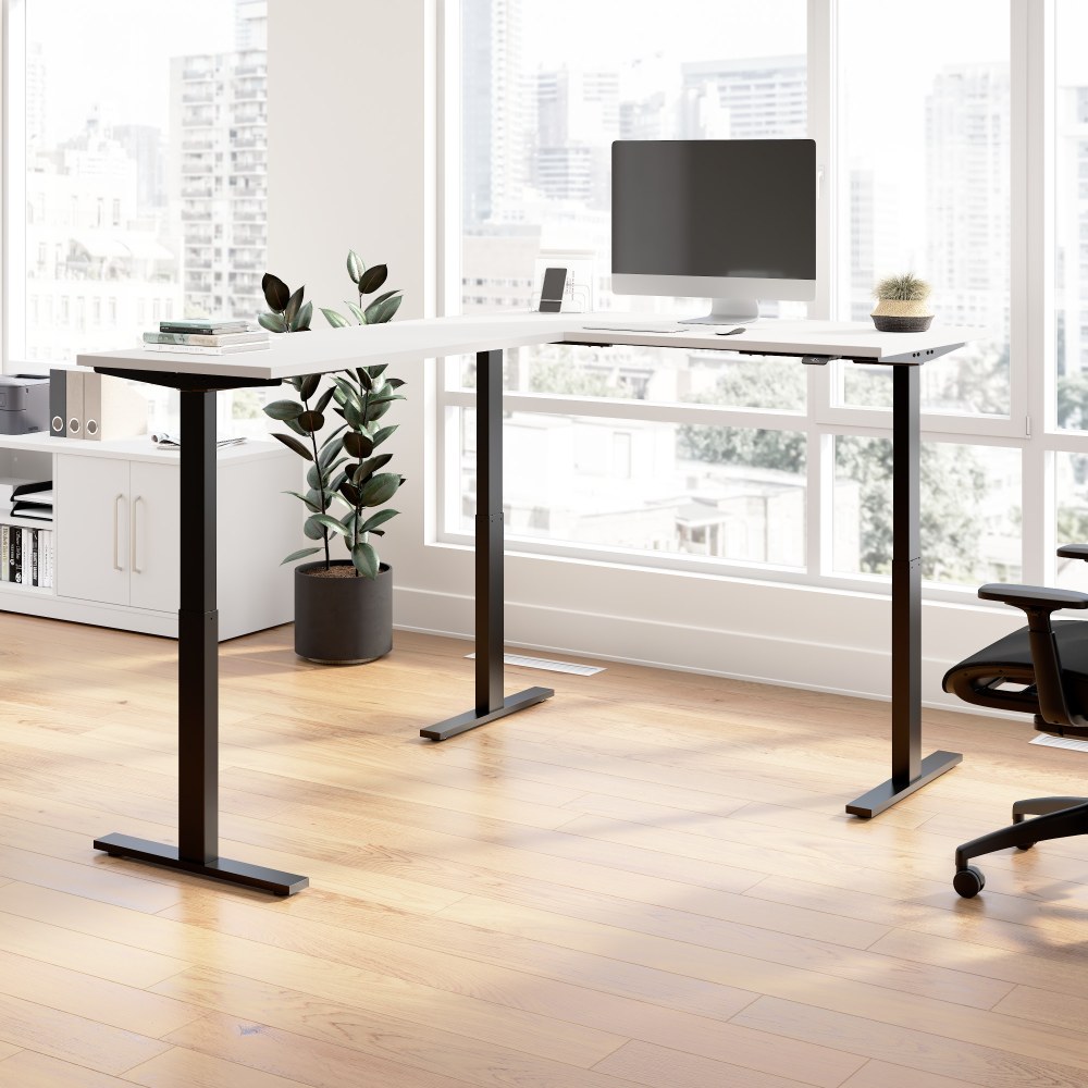 Bush Business Furniture Move 60 Series 60inW Height Adjustable L Shaped Standing Desk, White/Black Powder Coat, Standard Delivery MPN:M6SL6078WHBK