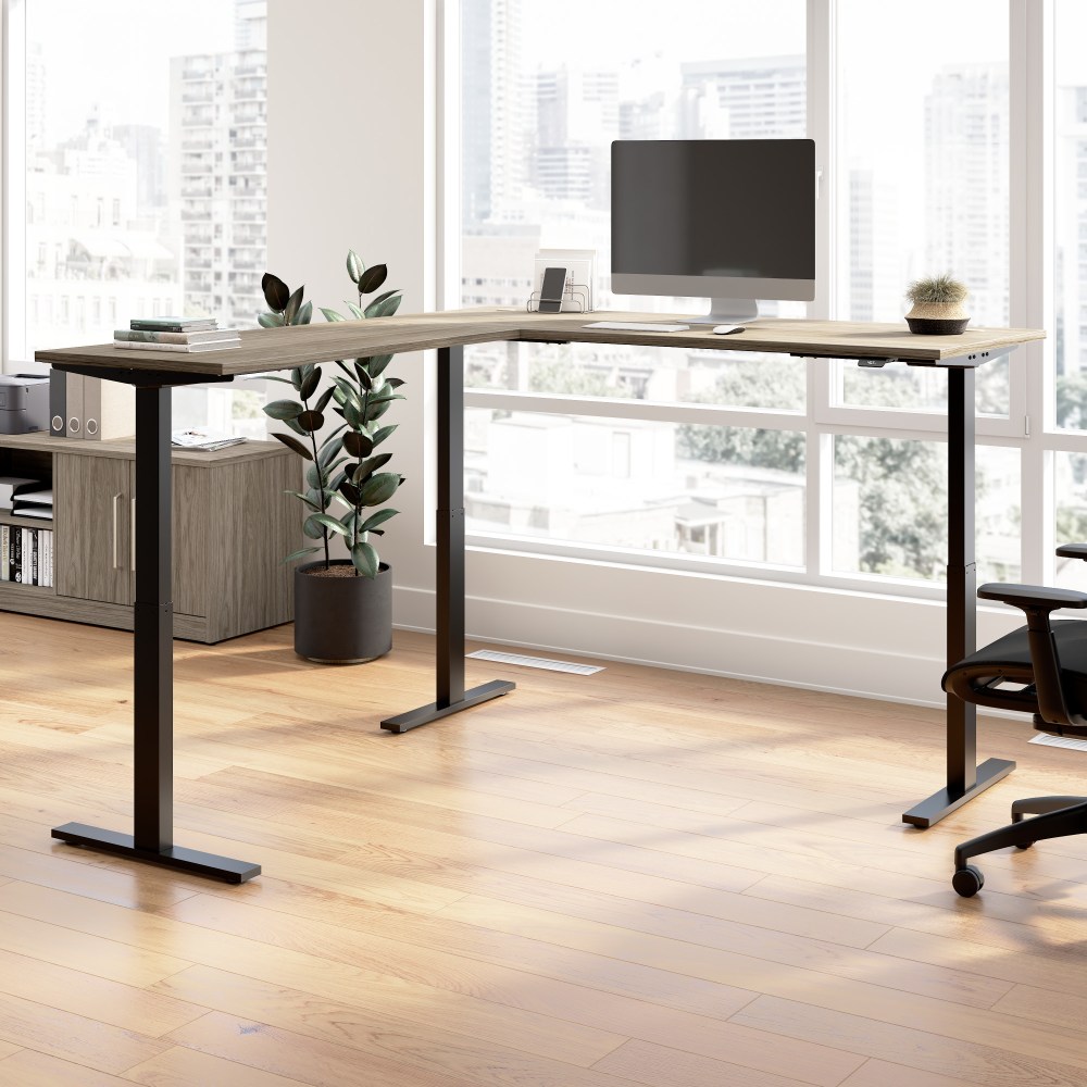Bush Business Furniture Move 60 Series 72inW Height Adjustable L Shaped Standing Desk, Modern Hickory/Cool Gray Metallic, Standard Delivery MPN:M6SL7278MHSK