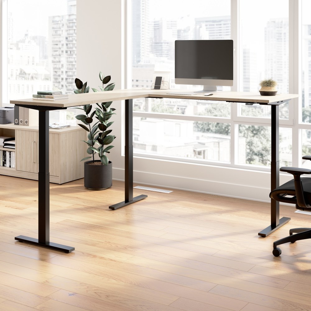 Bush Business Furniture Move 60 Series 72inW Height Adjustable L Shaped Standing Desk, Natural Elm/Black Powder Coat, Standard Delivery MPN:M6SL7278NEBK