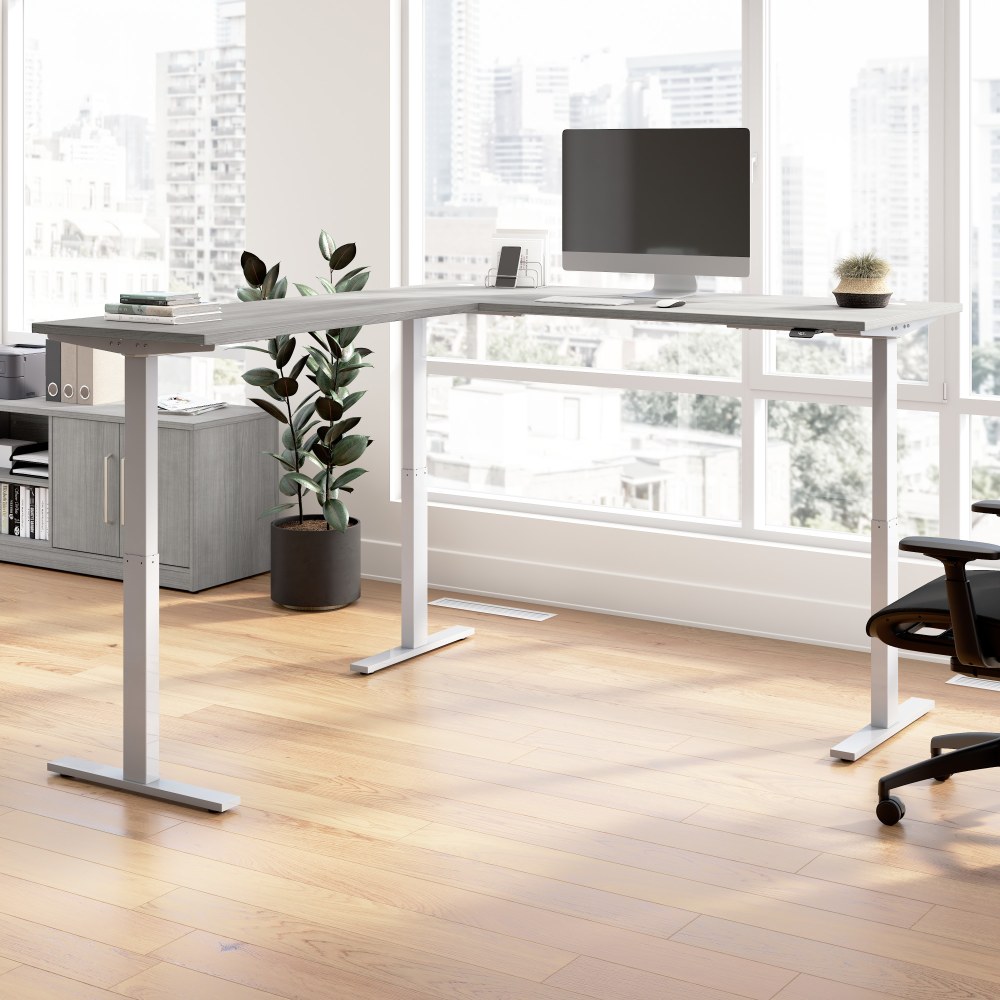 Bush Business Furniture Move 60 Series 72inW Height Adjustable L Shaped Standing Desk, Platinum Gray/Cool Gray Metallic, Standard Delivery MPN:M6SL7278PGSK