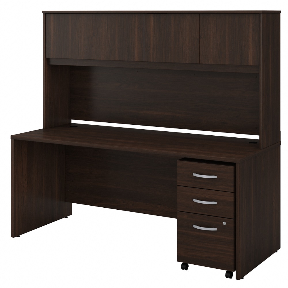 Bush Business Furniture Studio C 72inW Office Computer Desk With Hutch And Mobile File Cabinet, Black Walnut, Standard Delivery MPN:STC011BWSU