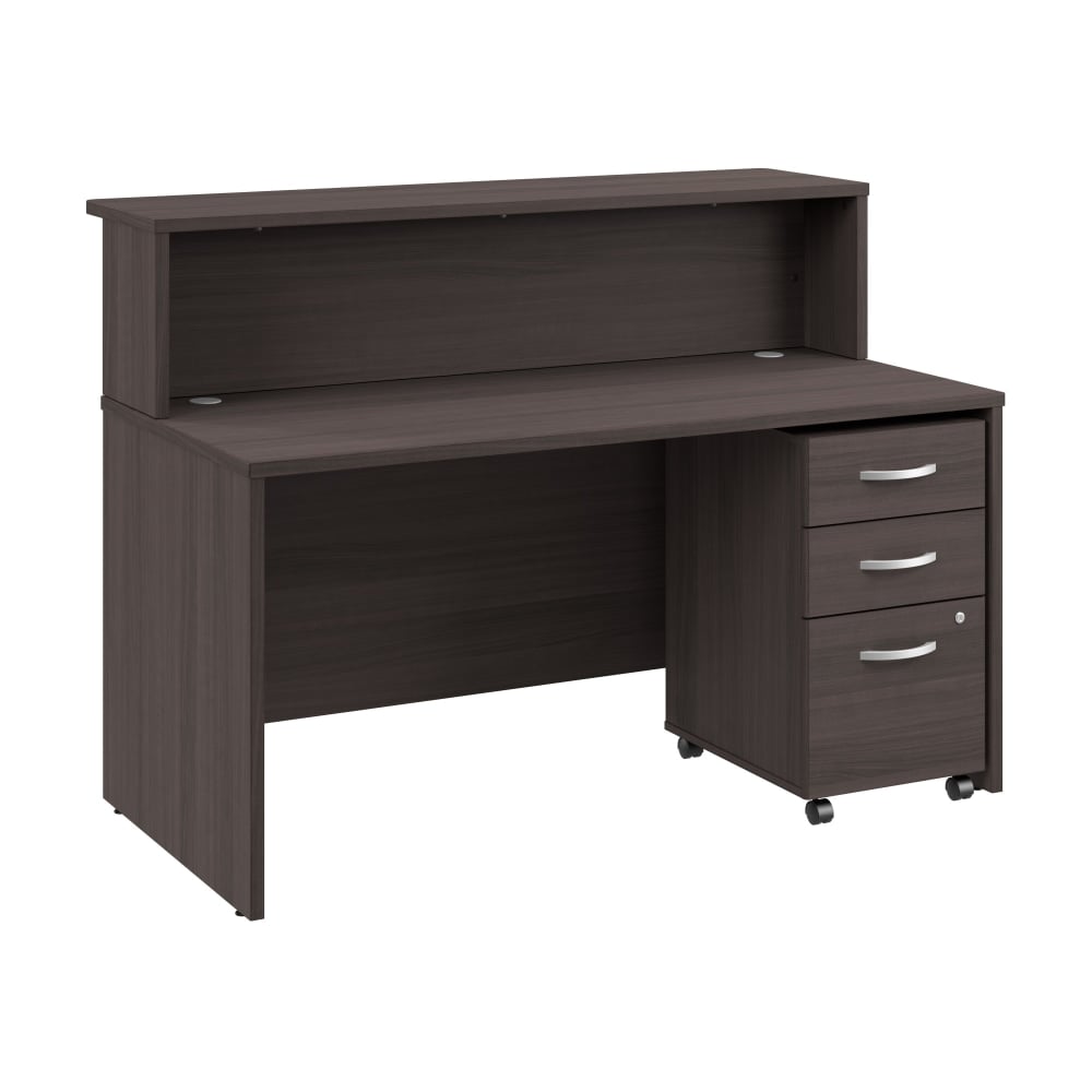 Bush Business Furniture Arrive 60inW Reception Desk with Shelf and Mobile File Cabinet, Storm Gray, Standard Delivery MPN:ARV002SG