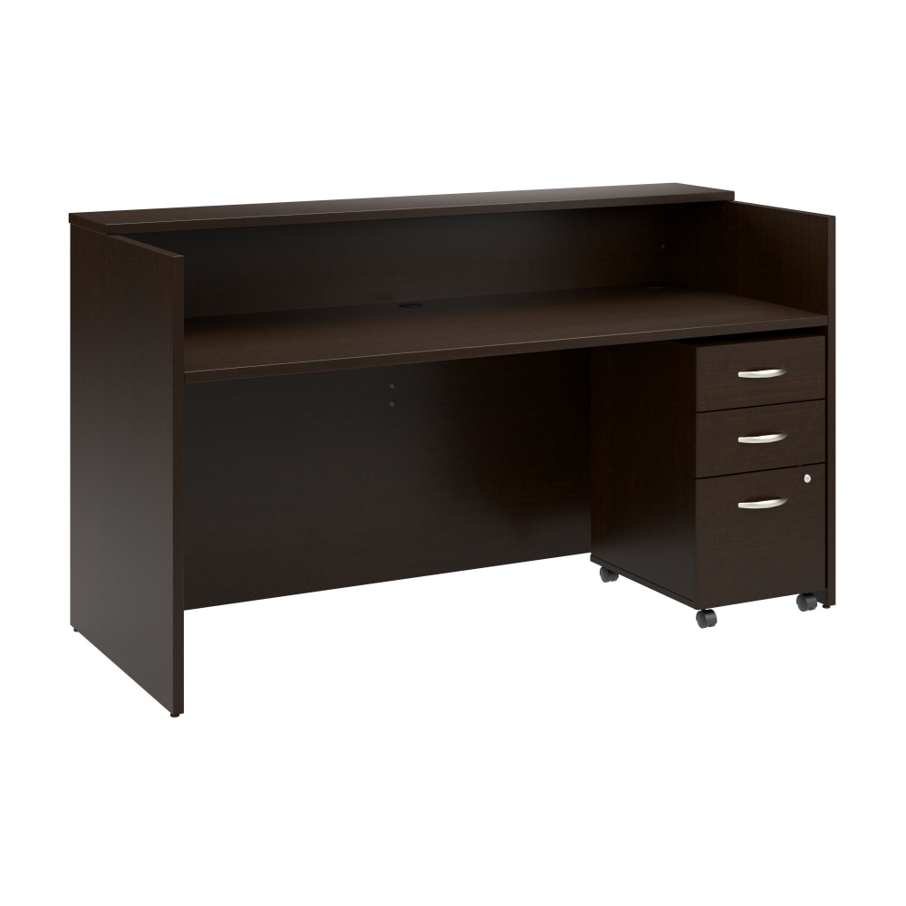 Bush Business Furniture Arrive 72inW Reception Desk with Shelf and Mobile File Cabinet, Mocha Cherry, Standard Delivery MPN:ARV005MR