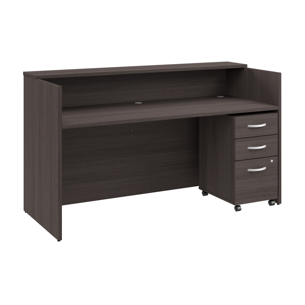 Bush Business Furniture Arrive 72inW Reception Desk with Shelf and Mobile File Cabinet, Storm Gray, Standard Delivery MPN:ARV005SG
