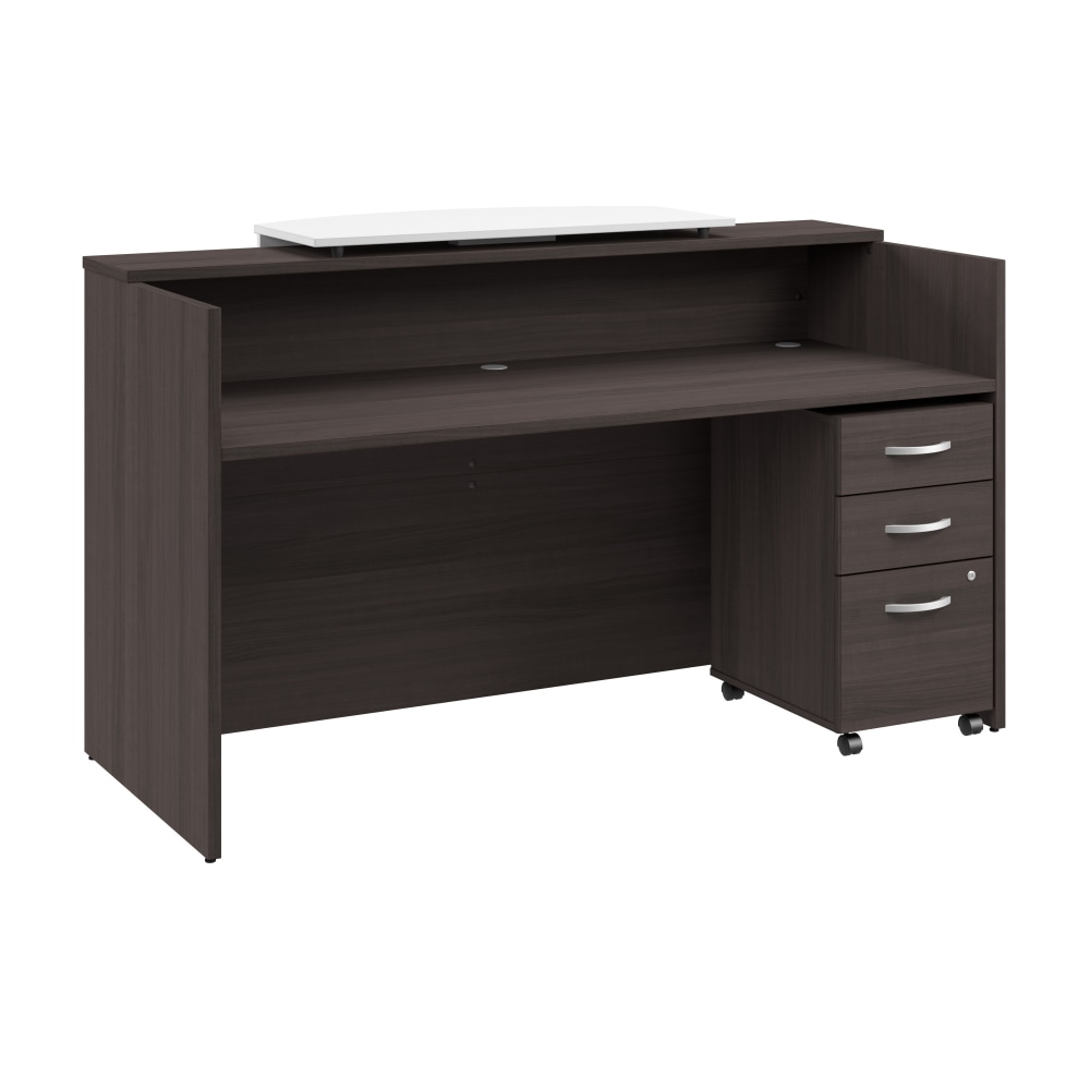 Bush Business Furniture Arrive 72inW Reception Desk with Counter and Mobile File Cabinet, Storm Gray, Standard Delivery MPN:ARV008SG