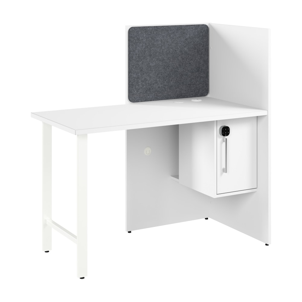 Bush Business Furniture Hustle 48-inch Cubicle Desk for Office with Locking Storage Cabinet, White, Standard Delivers MPN:HUCB248WH